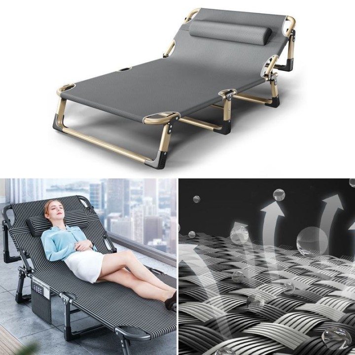 Składane łóżko turystyczne BIZNESOWEpolowekanadyjka PREMIUM 75 cm - kolor szary 3