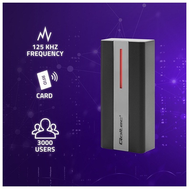 Czytnik Zbliżeniowy Qoltec RFID/EM/Mifare z Pilotem i Akcesoriami