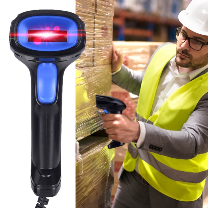 Zestaw Przewodowy czytnik skaner kodów kreskowych 1D Heckermann YHD-1100 + Stojak