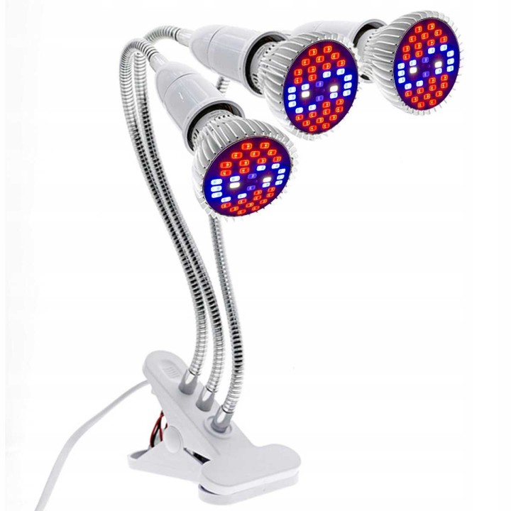 Lampa LED do uprawy Heckermann 3x10W 120LED 3 głowice