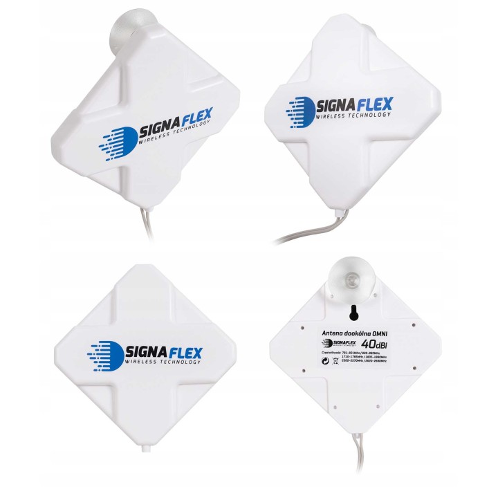 Antena Signaflex Mini X-Cross 2x20dBi z Mapą BTS i Kablem 5m CRC9 Biała