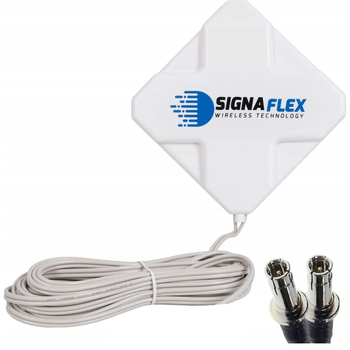Antena Signaflex Mini X-Cross 2x20dBi z Mapą BTS i Kablem 5m CRC9 Biała