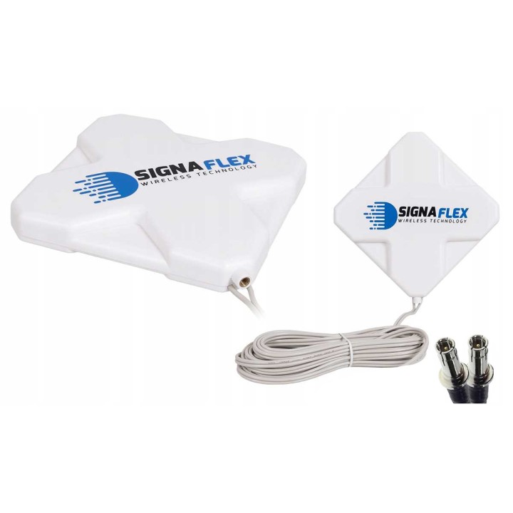 Antena Signaflex Mini X-Cross 2x20dBi z Mapą BTS i Kablem 5m CRC9 Biała