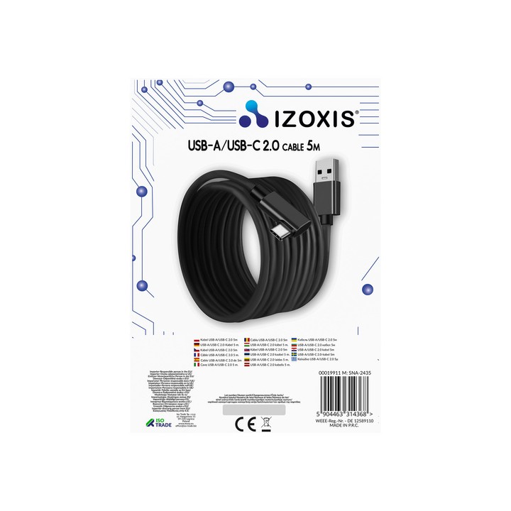 Kabel USB-A 2.0 Izoxis 5m - Wysoka Jakość i Niezawodność