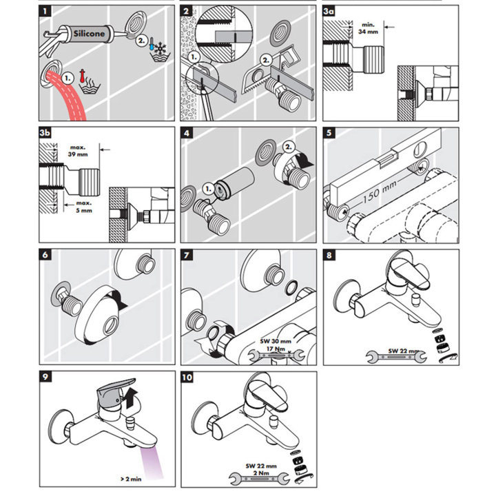 Bateria wannowa ścienna Heckermann AF5