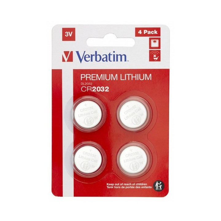 Bateria litowa CR2032 3V Verbatim 4-pack w blistrze 49533