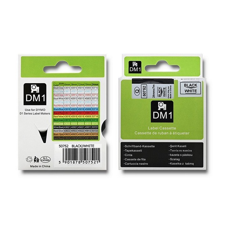 Taśma DYMO D1 Qoltec 5371353718 24mm x 7m Biała/Czarny - Profesjonalna jakość