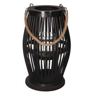 Lampa Rattanowa Bambusowa Czarna 52 cm - Stylowa Latarnia Oświetleniowa