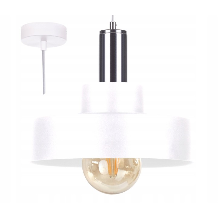 Lampa wisząca 1xE27 GIZA WHITE/SILVER