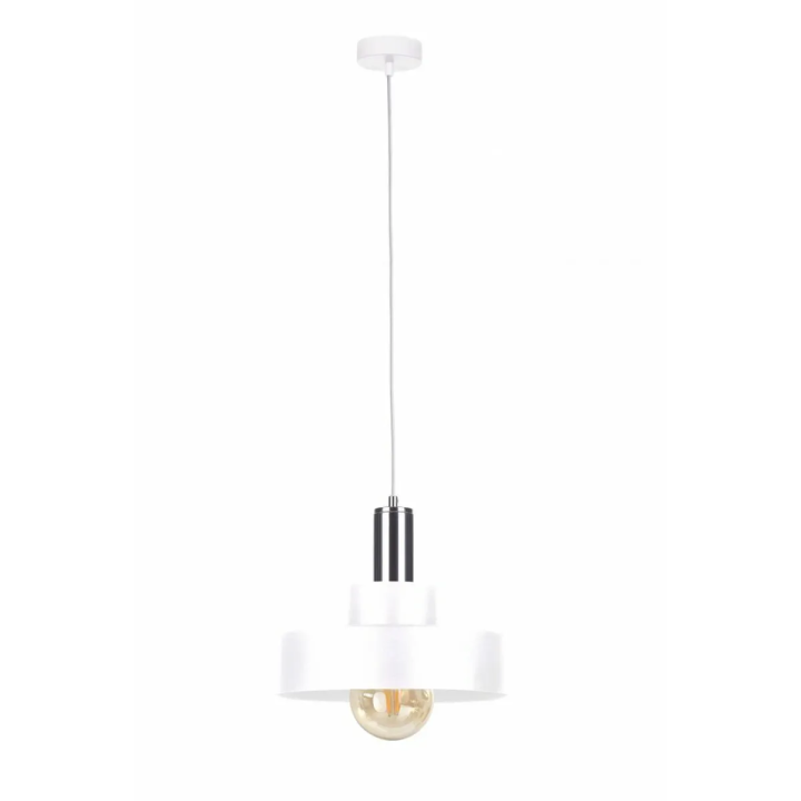 Lampa wisząca 1xE27 GIZA WHITE/SILVER