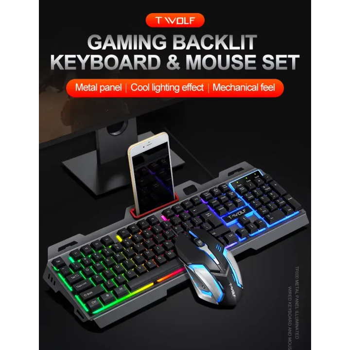 Klawiatura i Mysz z podświetleniem LED Zestaw Gamingowy Extralink TF600