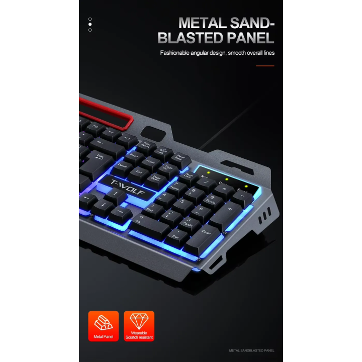 Klawiatura i Mysz z podświetleniem LED Zestaw Gamingowy Extralink TF600