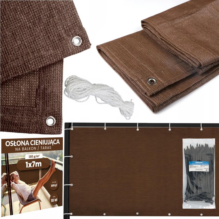 Osłona balkonowa Heckermann 1x7m w kolorze brązowym