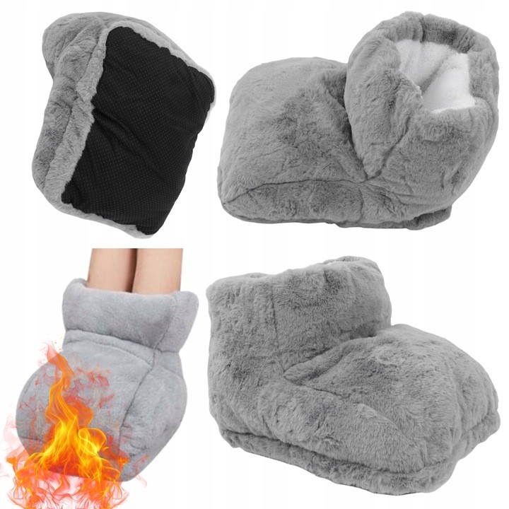 Elektryczny Ogrzewacz Do Stóp Ciepły But Grzejący Ocieplacz Miękki Szary