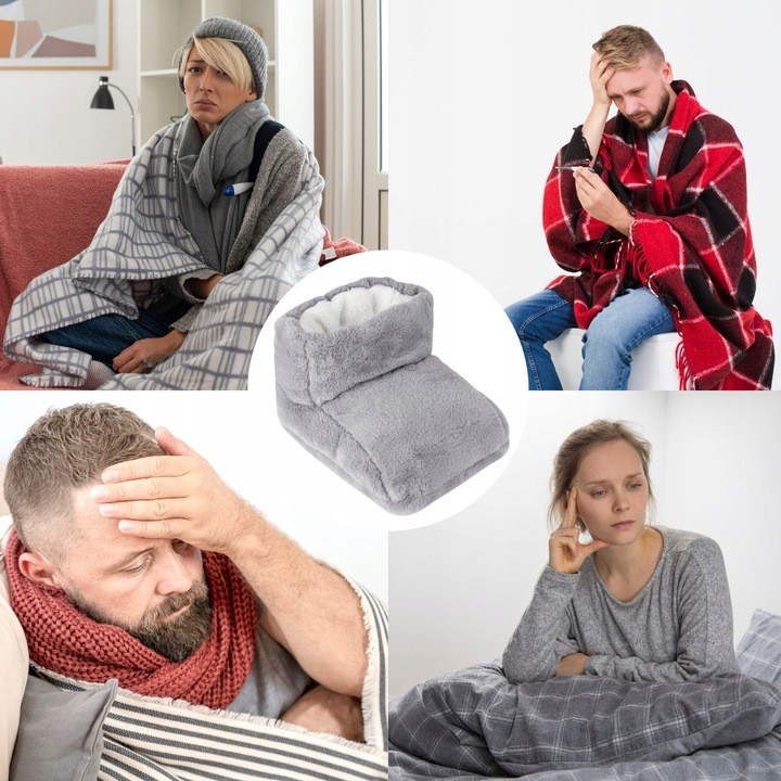 Elektryczny Ogrzewacz Do Stóp Ciepły But Grzejący Ocieplacz Miękki Szary