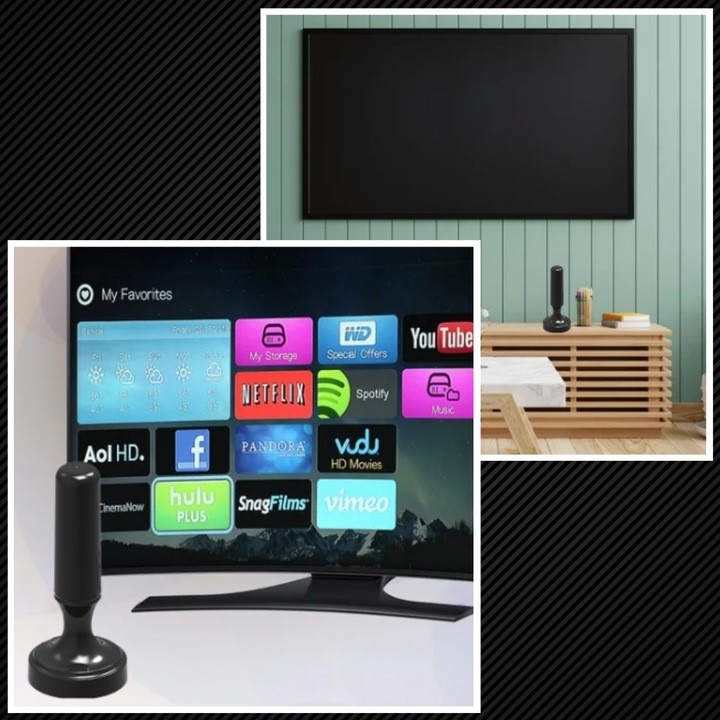 Mocna Antena Telewizyjna Pokojowa Do TV Naziemnej 30dBi DVB-T DVBT2 H.265 AH-0031