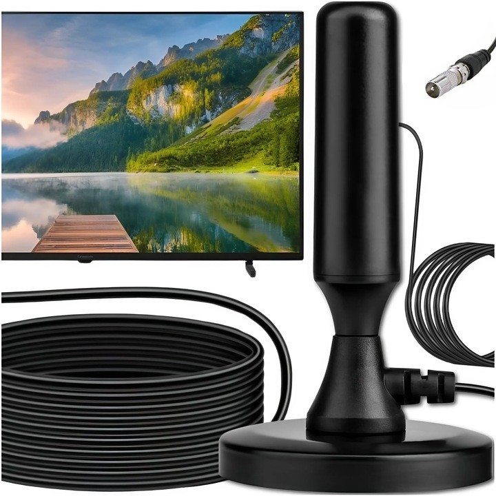 Mocna Antena Telewizyjna Pokojowa Do TV Naziemnej 30dBi DVB-T DVBT2 H.265 AH-0031