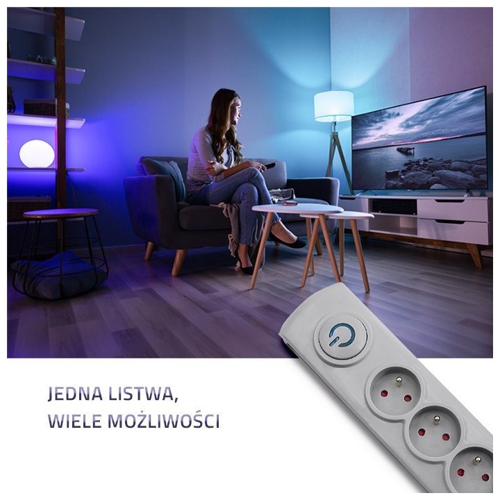 Listwa przeciwnaprężeniowa Qoltec z 5 gniazdami