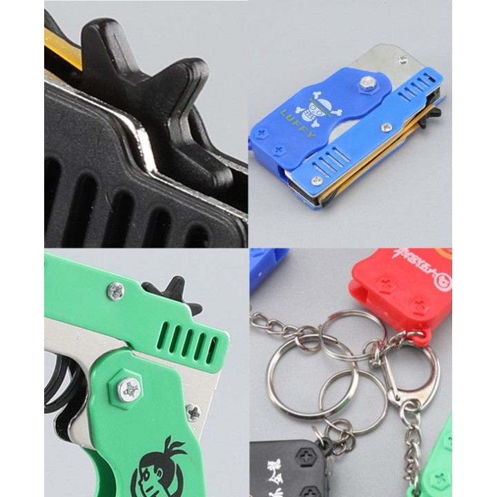 Pistolet Na Gumki Recepturki dla Dzieci Tarcza+Gumki Składany Brelok Czerwony