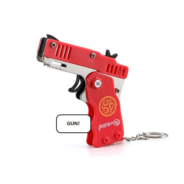 Pistolet Na Gumki Recepturki dla Dzieci Tarcza+Gumki Składany Brelok Czerwony