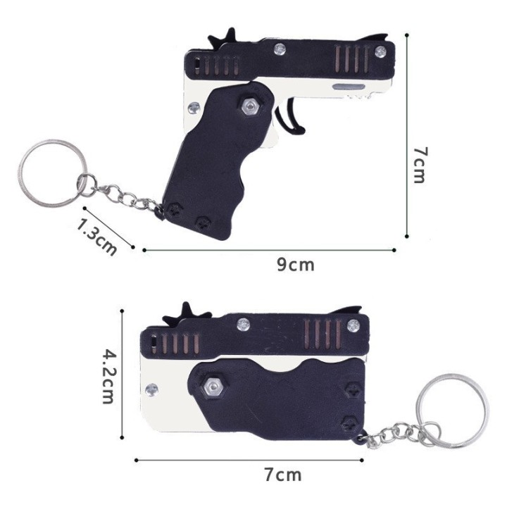 Pistolet Na Gumki Recepturki dla Dzieci Tarcza+Gumki Składany Brelok Czerwony