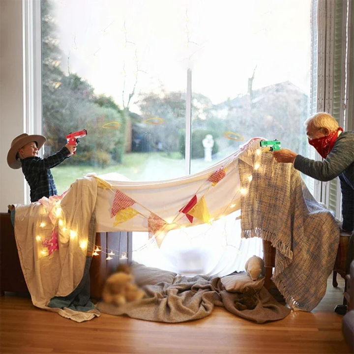 Pistolet Na Gumki Recepturki dla Dzieci Tarcza+Gumki Składany Brelok Zielony