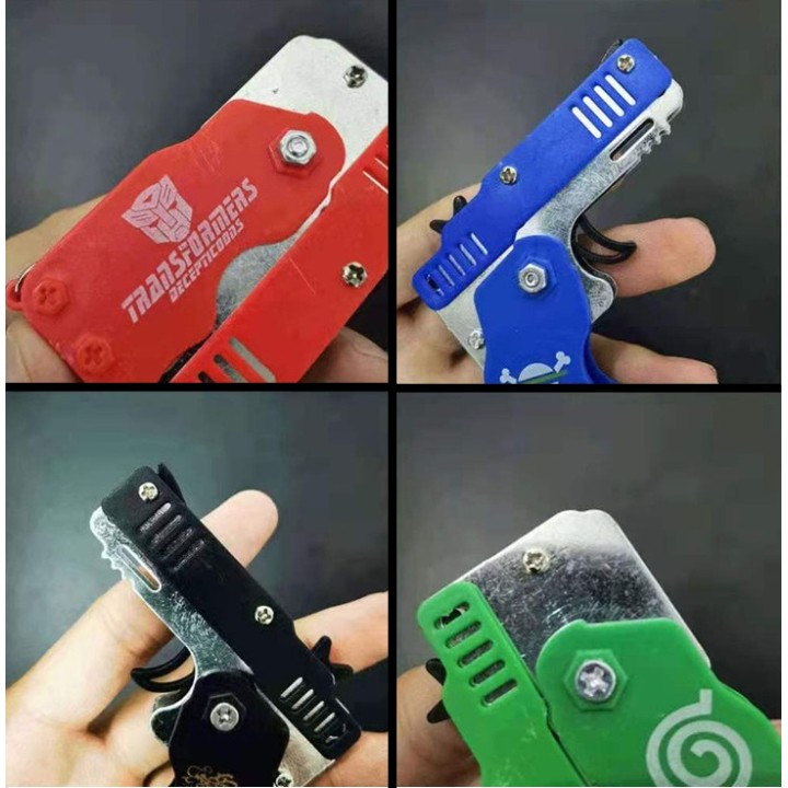 Pistolet Na Gumki Recepturki dla Dzieci Tarcza+Gumki Składany Brelok Zielony