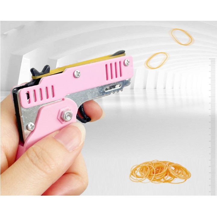 Pistolet Na Gumki Recepturki dla Dzieci Tarcza+Gumki Składany Brelok Czarny