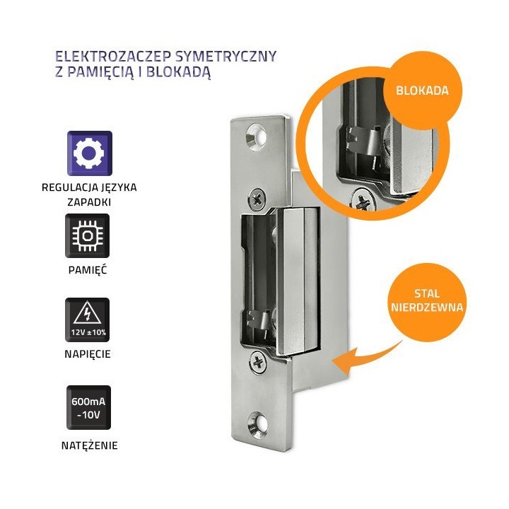 Qoltec Elektrozaczep 12V z pamięcią i blokadą