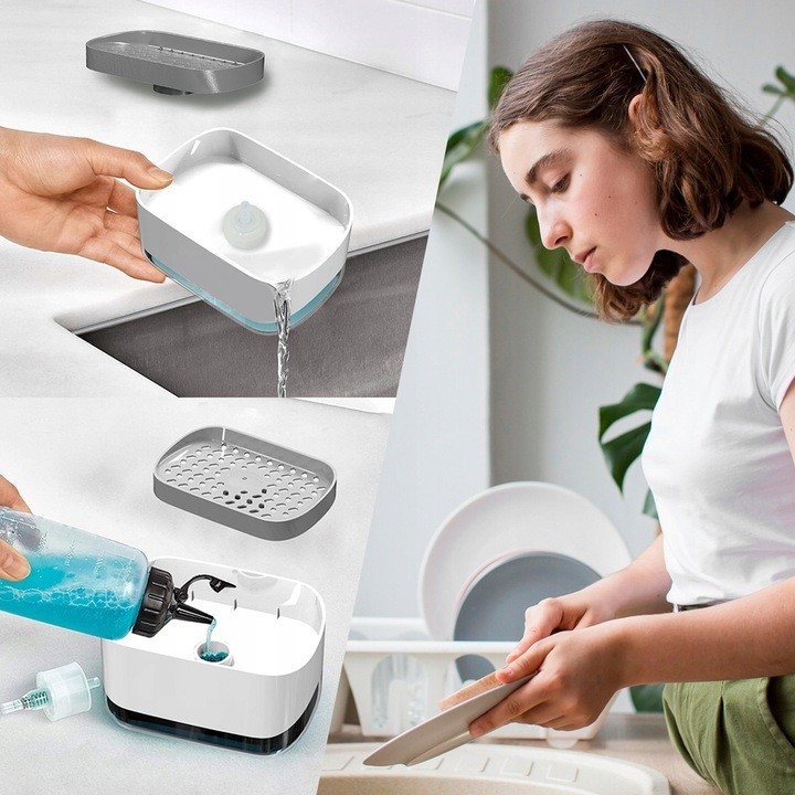 Kuchenny Dozownik Płynu Do Naczyń Detergentów Mydła Biały Ikonka KX3005