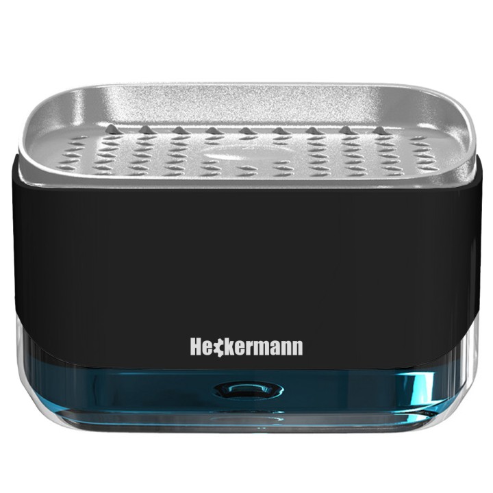 Dozownik płynu do mycia naczyń + gąbka Heckermann KH20017 w kolorze czarnym