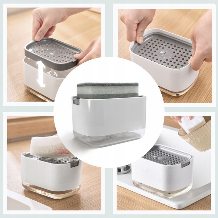 Kuchenny Dozownik Płynu Do Naczyń Detergentów Mydła Biały Ikonka KX3005