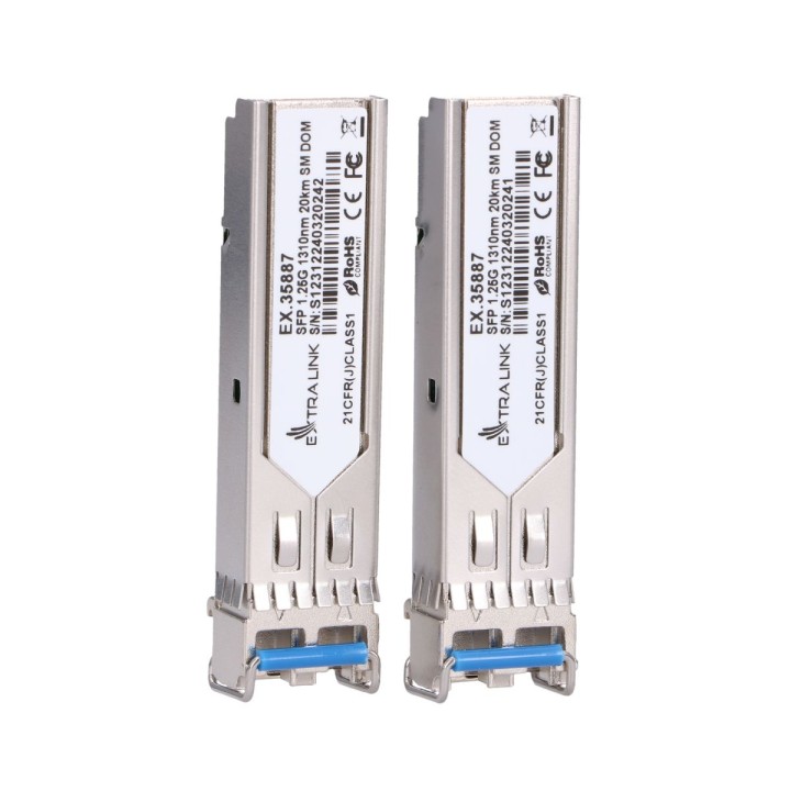 Moduł SFP Extralink 1,25G 2-pak, 1,25Gbps, LC/UPC, 20km, jedno trybowe