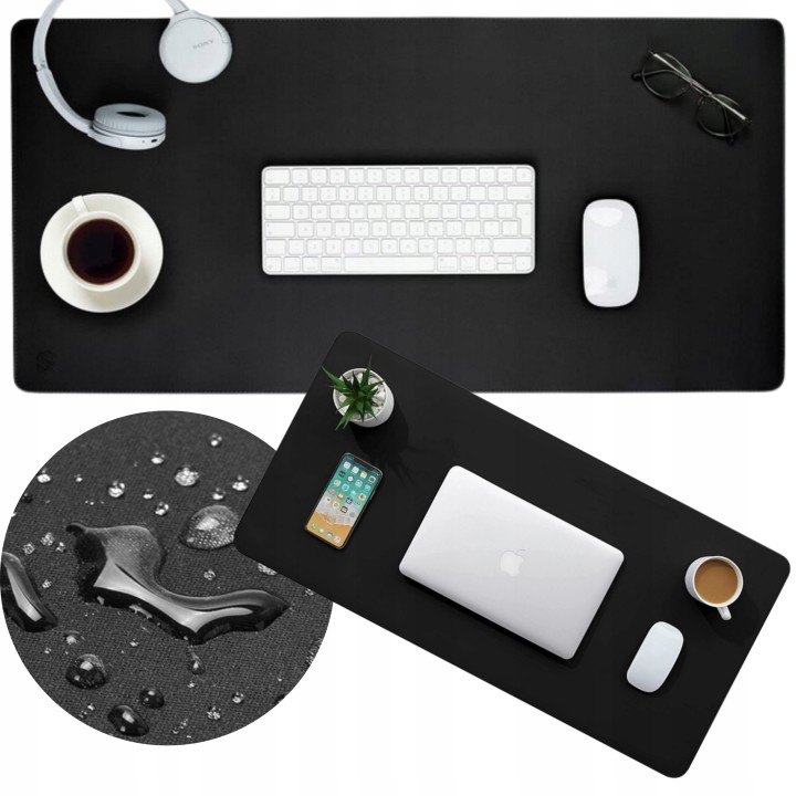 Elegancka Podkładka Na Biurko Pod Mysz i Klawiaturę Czarna 100 x 50 cm Mata Ochronna