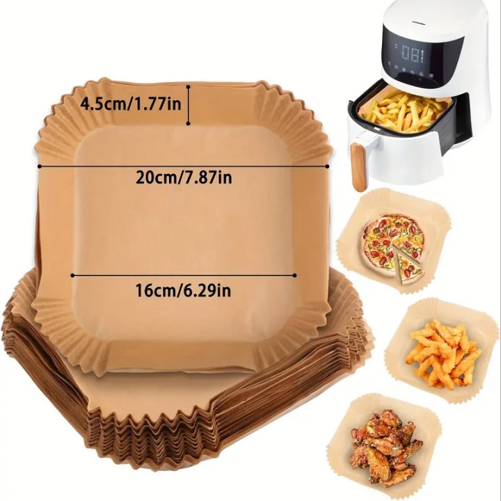 50 x Wkładki Papirowe do Frytkownicy Beztłuszczowej 16x16cm