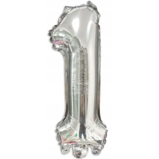 Balon Foliowy Srebrny Cyfra 1 na Urodziny 40cm - Dekoracja XL