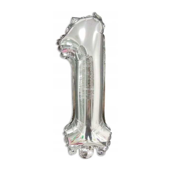 Balon Foliowy Srebrny Cyfra 1 na Urodziny 40cm - Dekoracja XL
