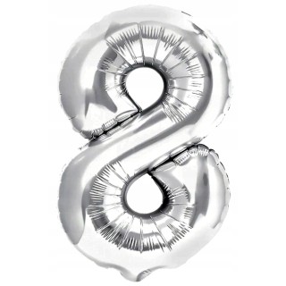 Balon Foliowy Cyfra 8 Srebrny 40 cm na Urodziny XL - Marka GD