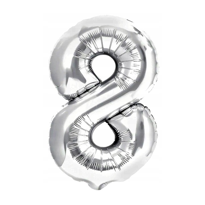 Balon Foliowy Cyfra 8 Srebrny 40 cm na Urodziny XL - Marka GD