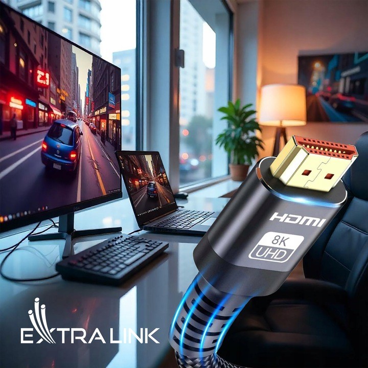 Kabel HDMI 2.1 Extralink 8K HDR, 1.5m - Wysoka jakość obrazu