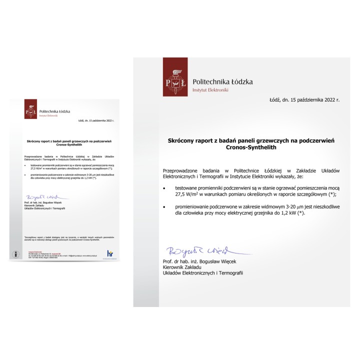 Panel grzewczy Pro CRP-500TWP Synthelith IR Cronosbiały