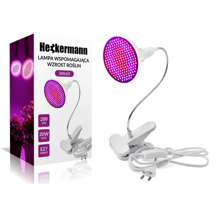 Lampa LED do roślin Heckermann 20W z uchwytemmodel 200LED