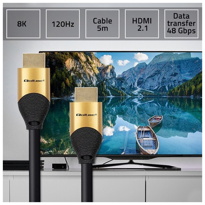 Kabel HDMI v2.1 Ultra High Speed 8K / 60Hz | 5m Qoltec