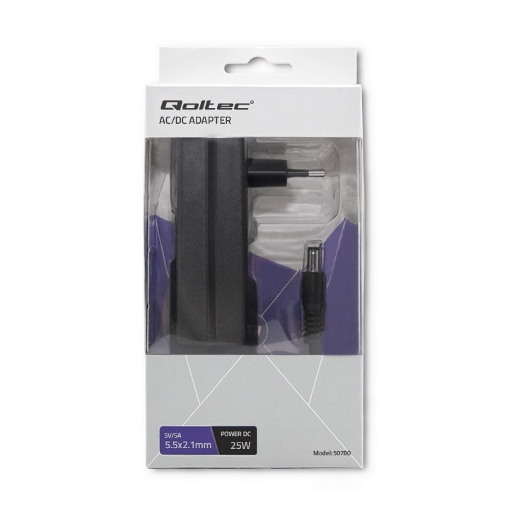 Wtyczkowy Zasilacz Qoltec 25W / 5V / 5A