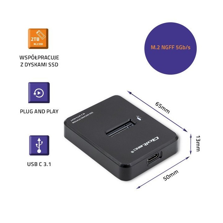 Stacja Dokująca M.2 SATA / NGFF Qoltec - USB 3.1 UASP