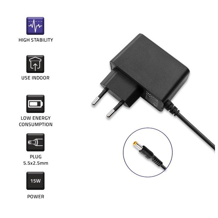 Zasilacz wtyczkowy Qoltec PREMIUM 15W / 15V / 1A / 5.5*2.5