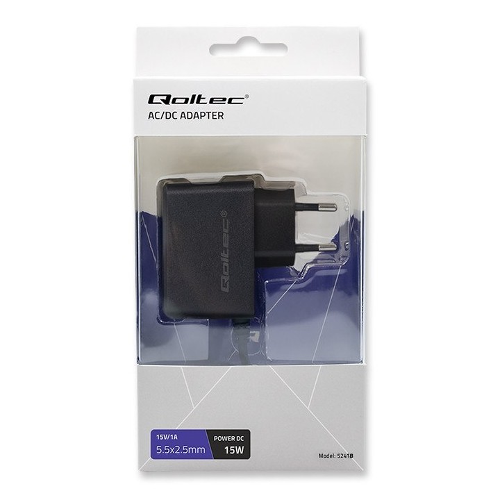 Zasilacz wtyczkowy Qoltec PREMIUM 15W / 15V / 1A / 5.5*2.5