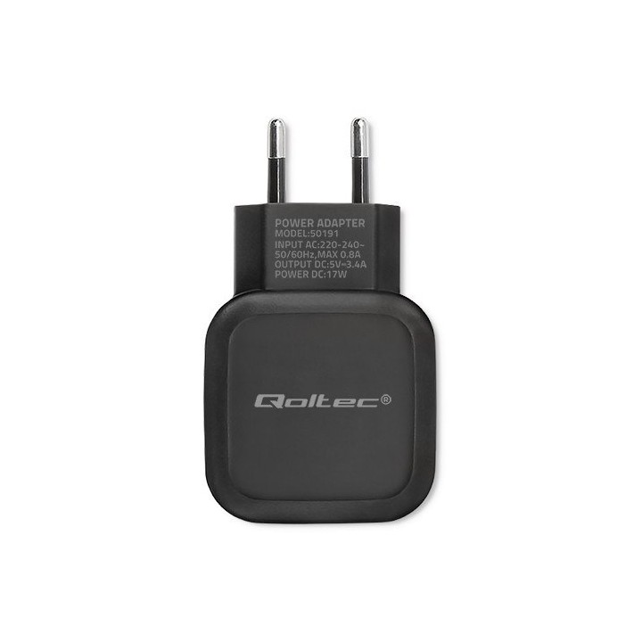 Ładowarka sieciowa Qoltec 17W z 3 złączami USB