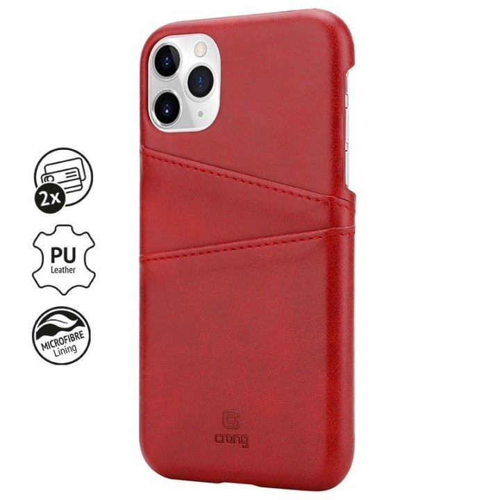 Etui na iPhone 11 Pro z Kieszeniami - Crong Skórzane Etui Czerwone