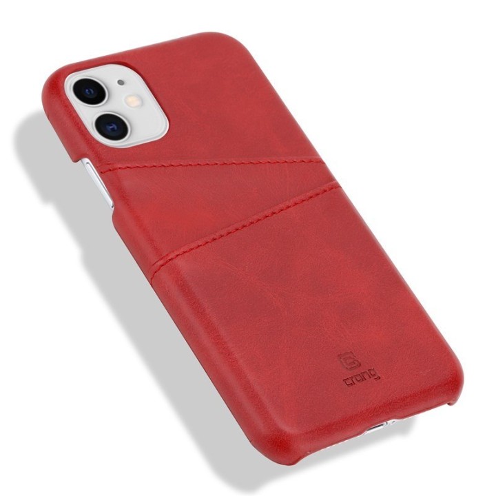 Etui na iPhone 11 Pro z Kieszeniami - Crong Skórzane Etui Czerwone